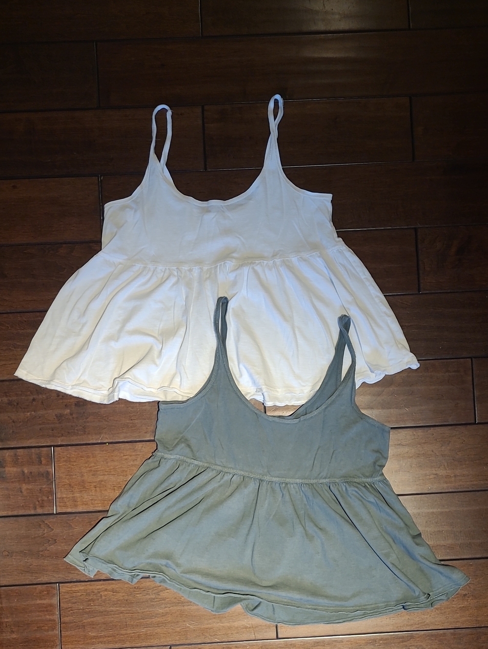 Aerie Happiest Tunic Tank Top - Sage Green And White
